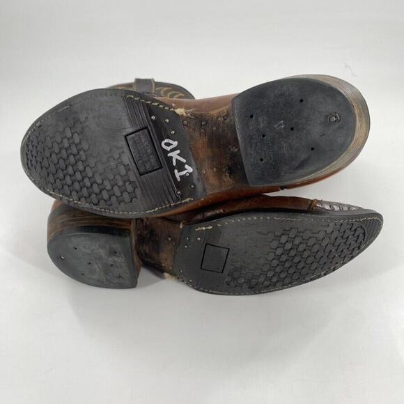 Hyer Vintage Two Tone Western Cowboy Boots Mens Brown Sz 9 Pointed Toe Wingtip‎ - Picture 4 of 11